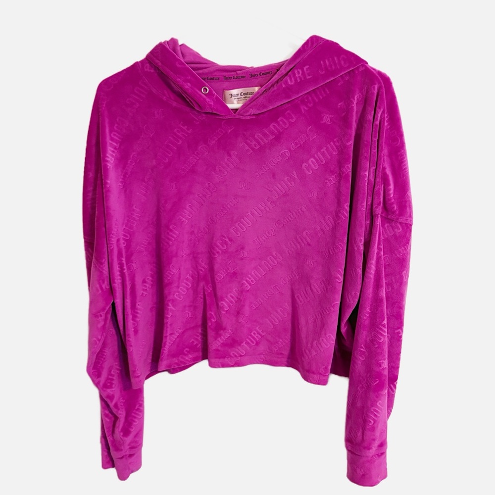 Juicy Couture Purple Logo Embossed‎ Cropped Hoodie